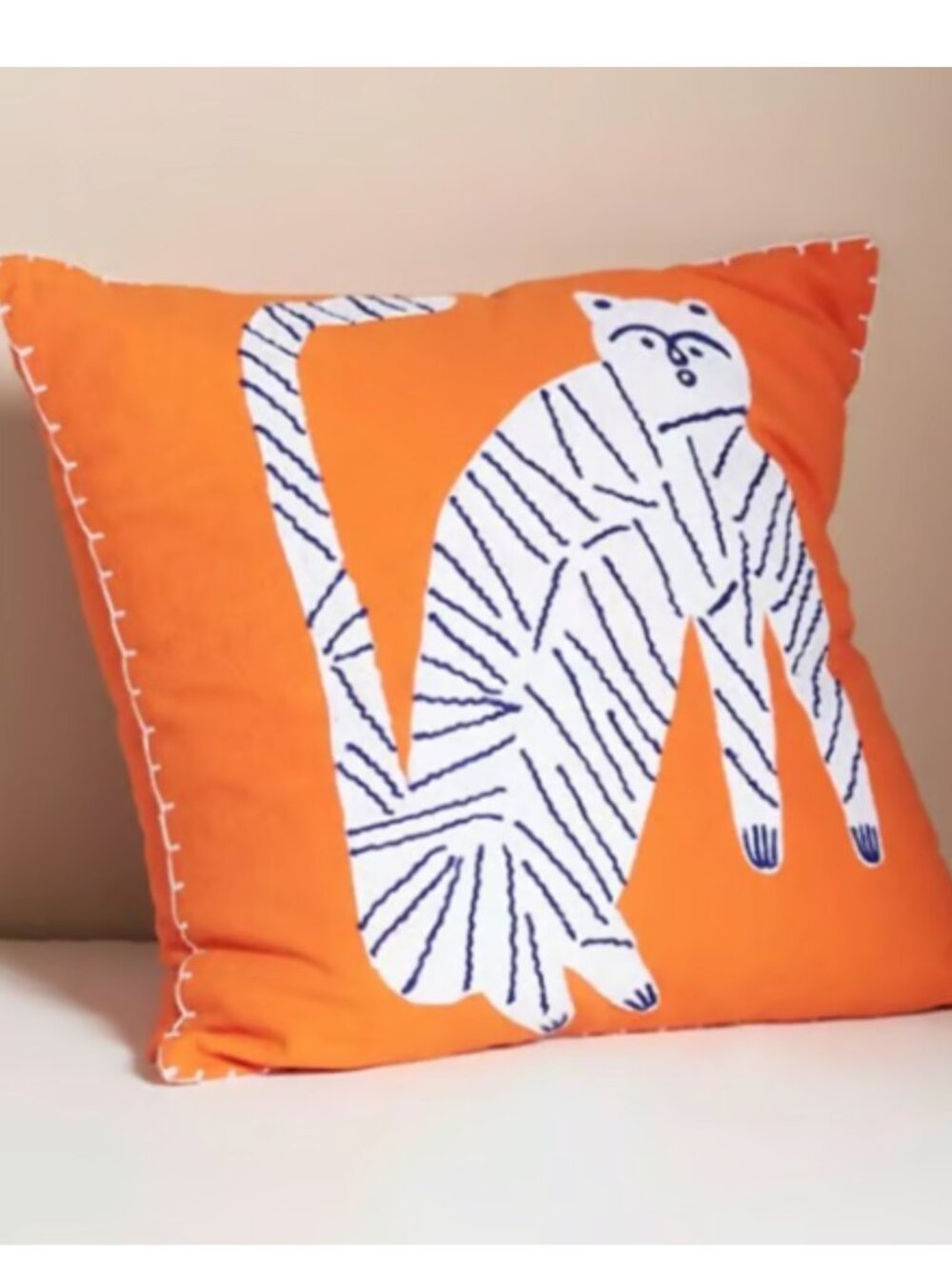 Marcello Velho Embroidered Folksong Pillow - Orange